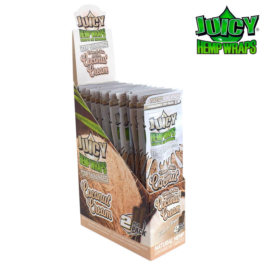 Juicy Terp Enhanced Hemp Wraps | Coconut Cream | 50 Wrap Box