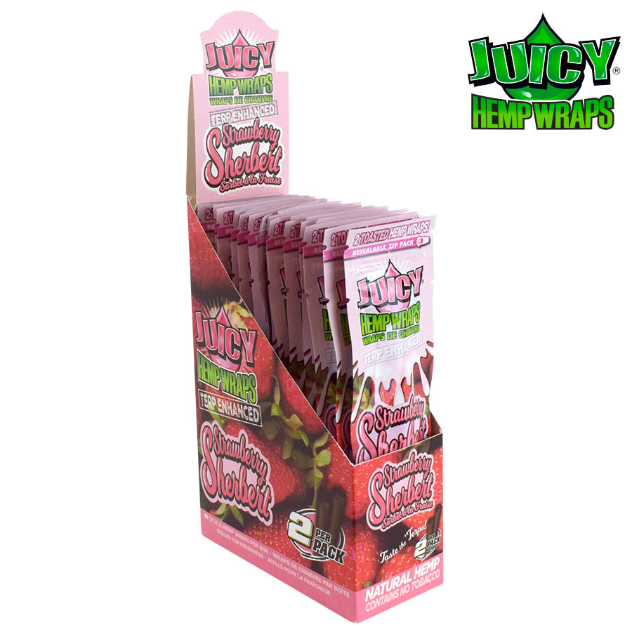 Juicy Terp Enhanced Hemp Wraps | Strawberry Sherbert | 50 Wrap Box