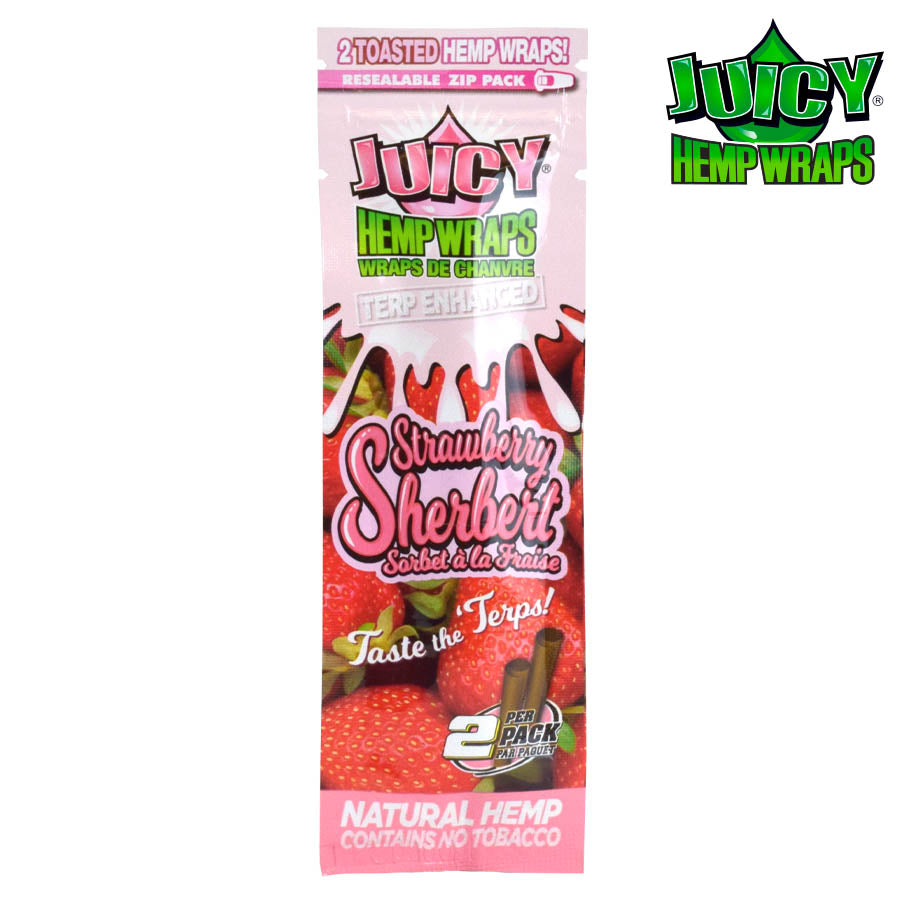 Juicy Terp Enhanced Hemp Wraps | Strawberry Sherbert | 50 Wrap Box