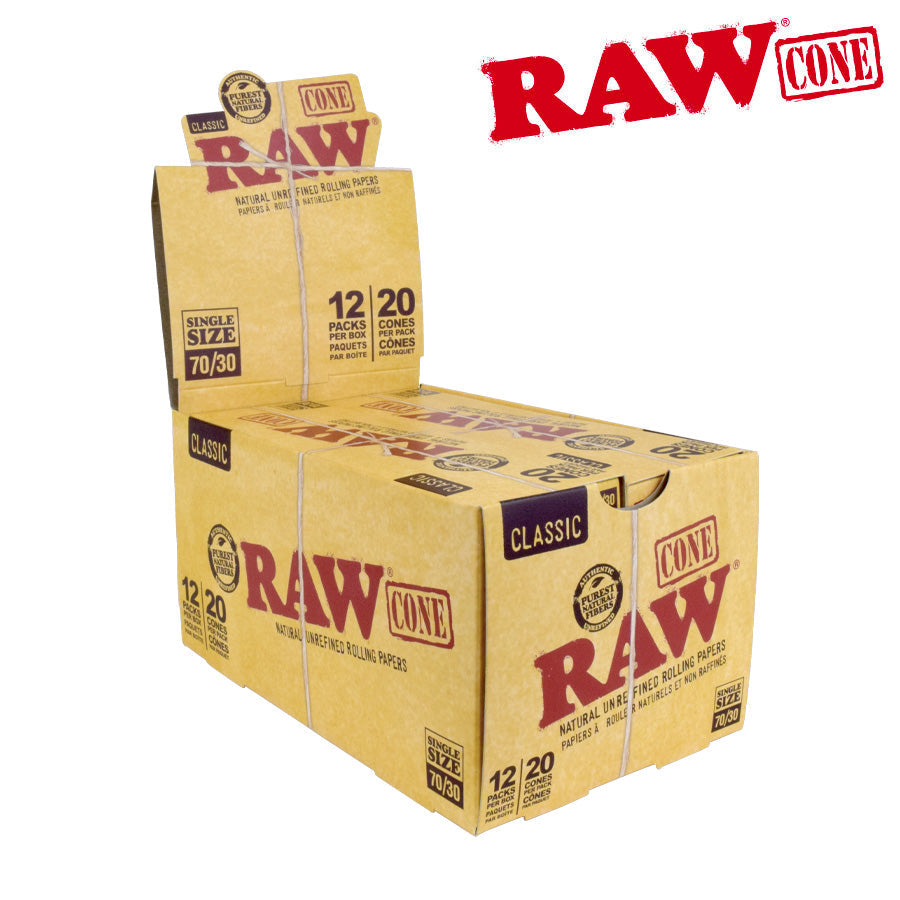 Close-up of RAW pre rolled cone with natural acacia gum