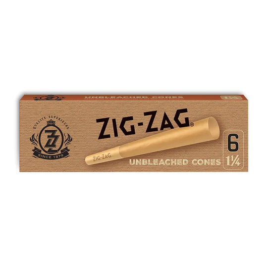 Zig Zag Unbleached 6 pack Pre-Rolled Cones | Size: 1 1\4 | 24 Pack Case